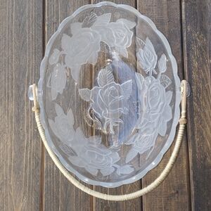Crystal rose pattern fruit bowl